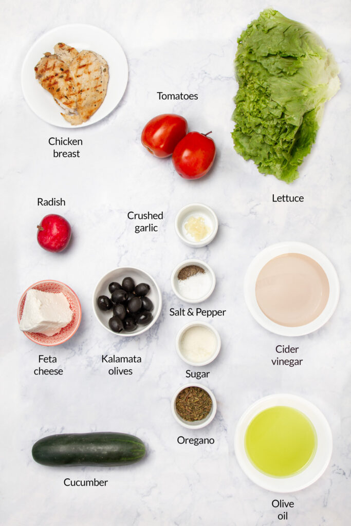 Ingredients for make Greek Salad with Chicken