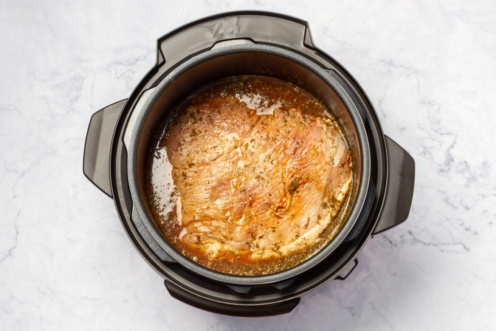 Marinated pork shoulder for carnitas in the Instant Pot